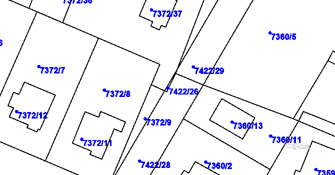 Parcela st. 7422/26 v KÚ Mělník, Katastrální mapa