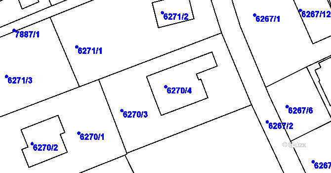 Parcela st. 6270/4 v KÚ Mělník, Katastrální mapa