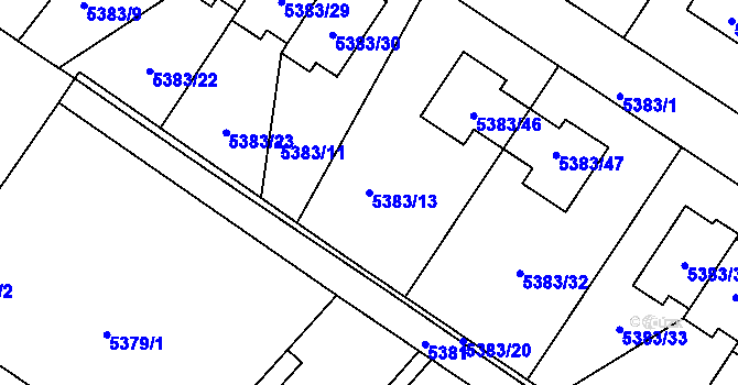 Parcela st. 5383/13 v KÚ Mělník, Katastrální mapa