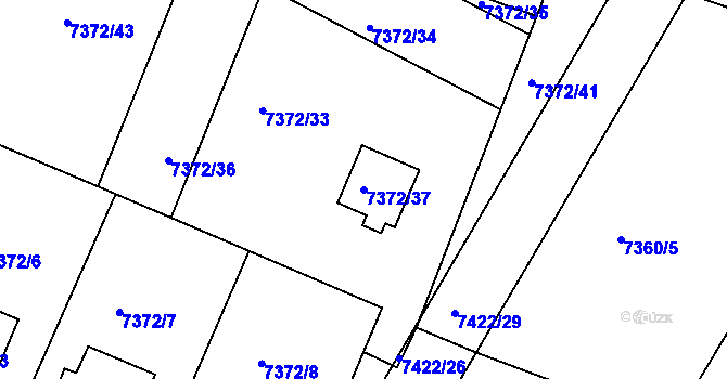 Parcela st. 7372/37 v KÚ Mělník, Katastrální mapa