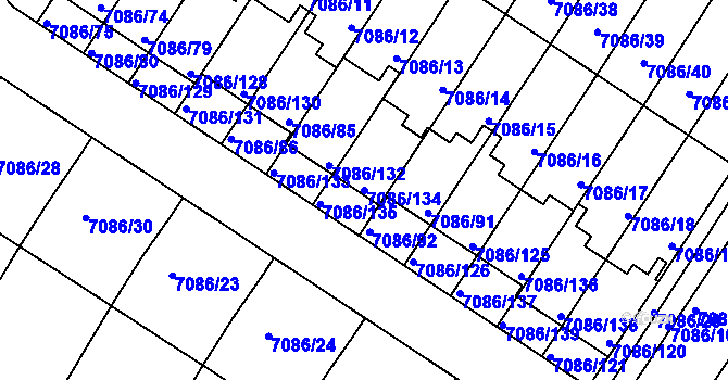 Parcela st. 7086/134 v KÚ Mělník, Katastrální mapa