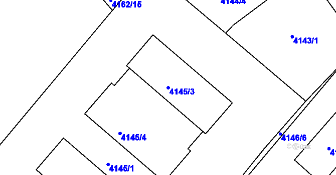 Parcela st. 4145/3 v KÚ Mělník, Katastrální mapa