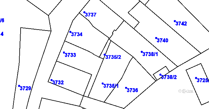Parcela st. 3735/2 v KÚ Mělník, Katastrální mapa