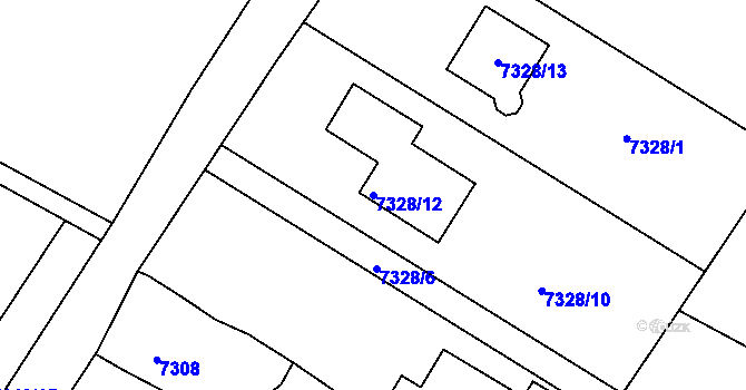 Parcela st. 7328/12 v KÚ Mělník, Katastrální mapa