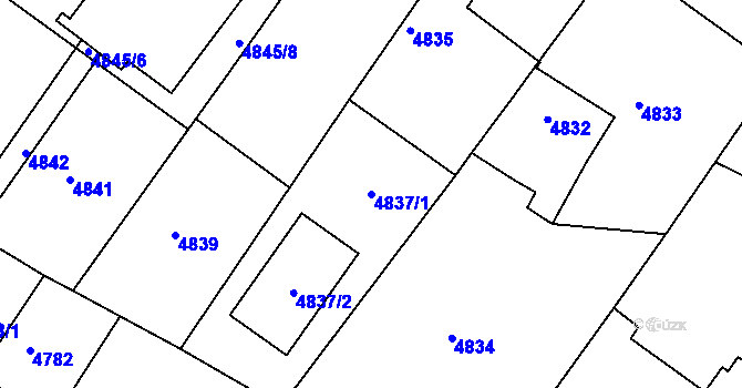 Parcela st. 4837/1 v KÚ Mělník, Katastrální mapa