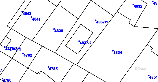 Parcela st. 4837/2 v KÚ Mělník, Katastrální mapa