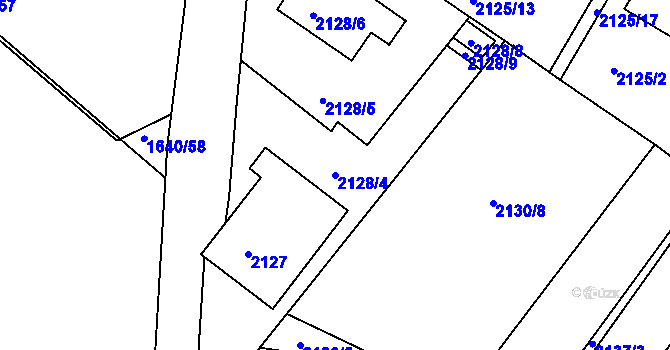 Parcela st. 2128/4 v KÚ Mělník, Katastrální mapa
