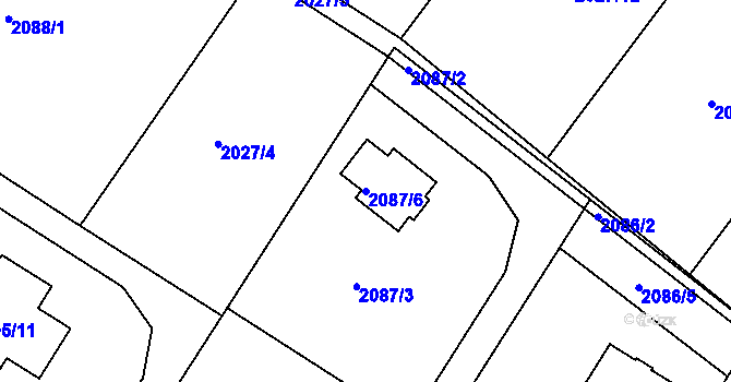 Parcela st. 2087/6 v KÚ Mělník, Katastrální mapa