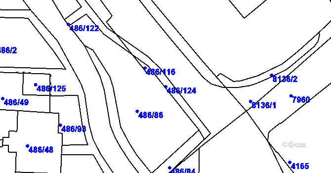 Parcela st. 486/124 v KÚ Mělník, Katastrální mapa