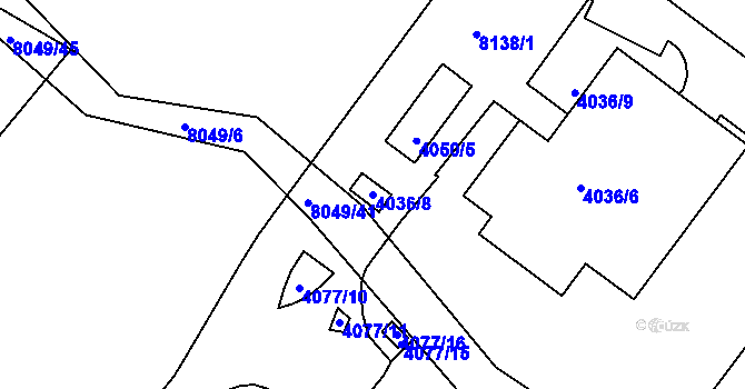 Parcela st. 4036/8 v KÚ Mělník, Katastrální mapa