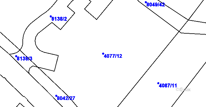 Parcela st. 4077/12 v KÚ Mělník, Katastrální mapa