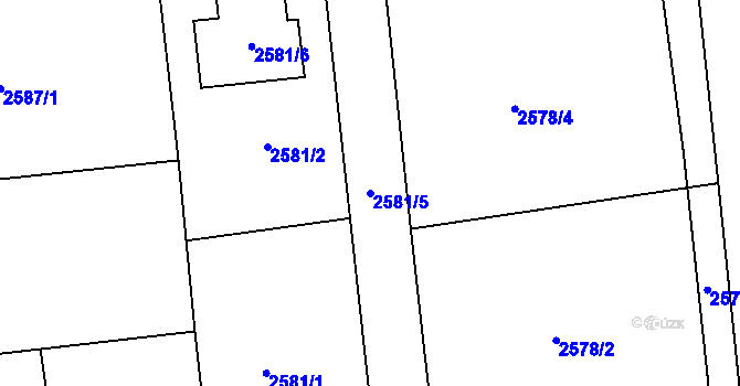 Parcela st. 2581/5 v KÚ Mělník, Katastrální mapa