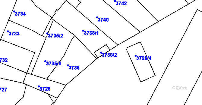 Parcela st. 3738/2 v KÚ Mělník, Katastrální mapa