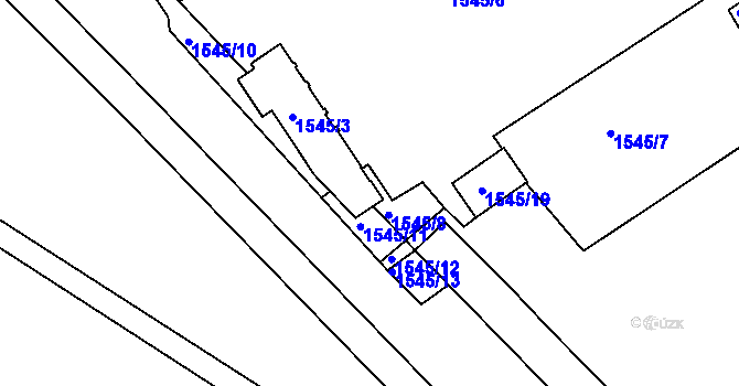 Parcela st. 1545/18 v KÚ Mělník, Katastrální mapa