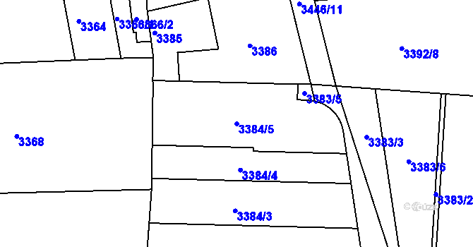 Parcela st. 3384/5 v KÚ Mělník, Katastrální mapa