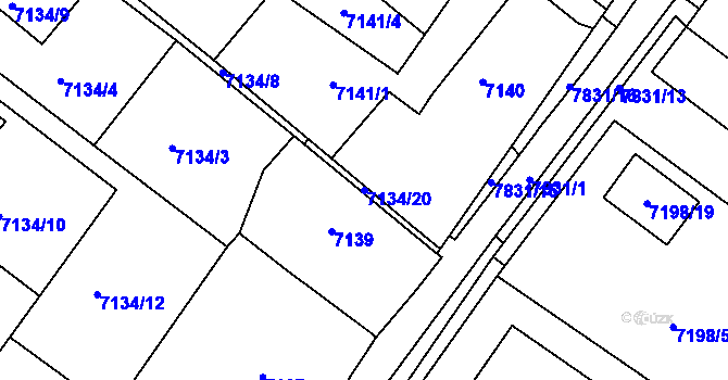 Parcela st. 7134/20 v KÚ Mělník, Katastrální mapa