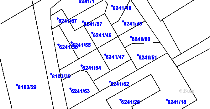 Parcela st. 6241/47 v KÚ Mělník, Katastrální mapa