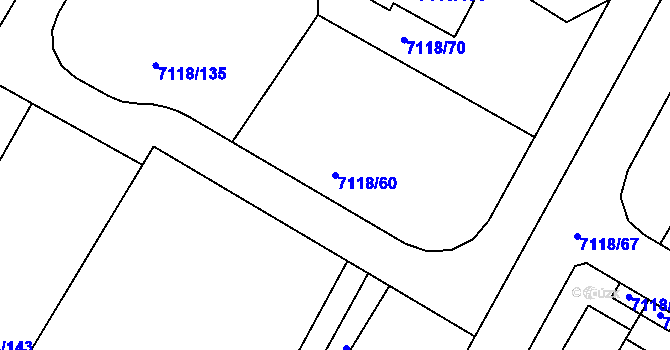 Parcela st. 7118/60 v KÚ Mělník, Katastrální mapa