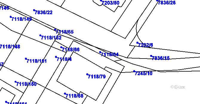 Parcela st. 7118/64 v KÚ Mělník, Katastrální mapa
