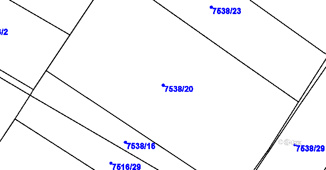 Parcela st. 7538/20 v KÚ Mělník, Katastrální mapa