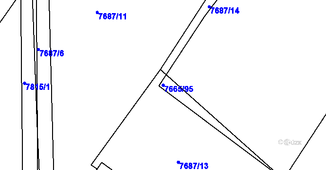 Parcela st. 7665/95 v KÚ Mělník, Katastrální mapa
