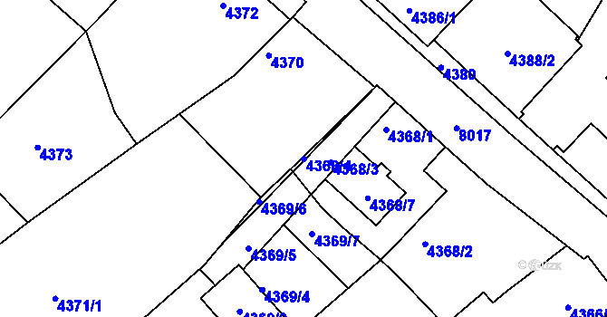 Parcela st. 4368/4 v KÚ Mělník, Katastrální mapa