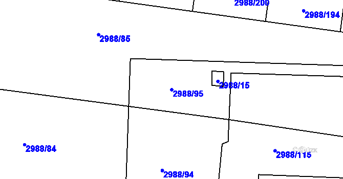 Parcela st. 2988/95 v KÚ Mělník, Katastrální mapa