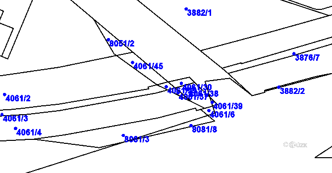 Parcela st. 4061/29 v KÚ Mělník, Katastrální mapa