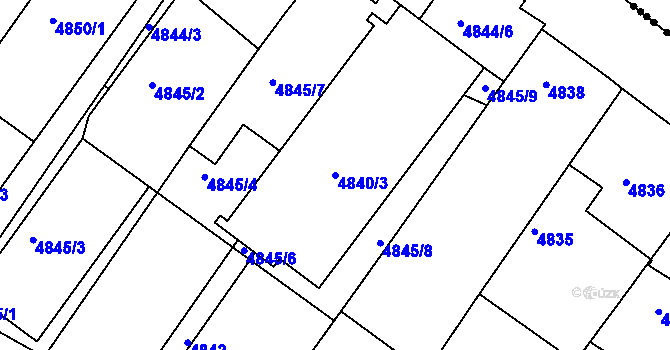 Parcela st. 4840/3 v KÚ Mělník, Katastrální mapa