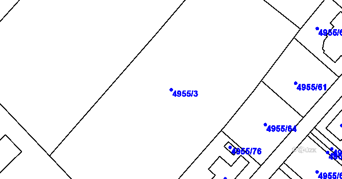 Parcela st. 4955/3 v KÚ Mělník, Katastrální mapa