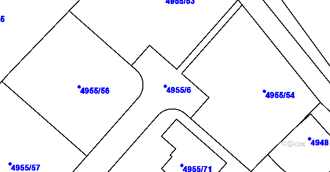 Parcela st. 4955/6 v KÚ Mělník, Katastrální mapa