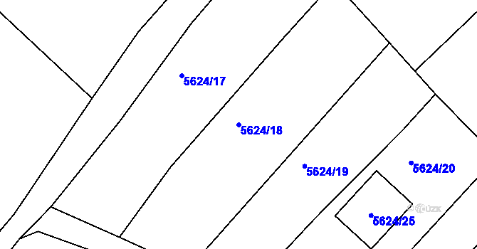 Parcela st. 5624/18 v KÚ Mělník, Katastrální mapa
