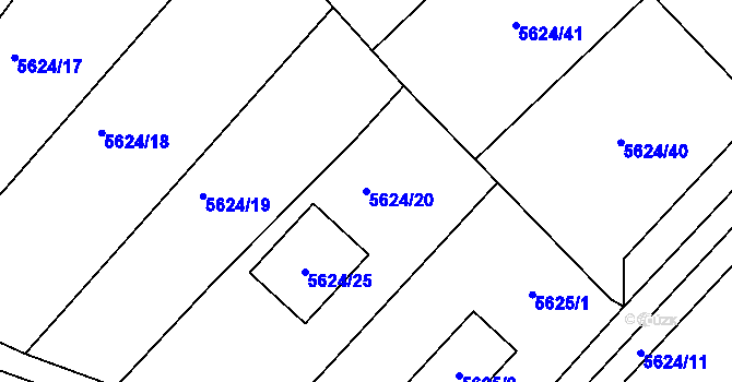 Parcela st. 5624/20 v KÚ Mělník, Katastrální mapa