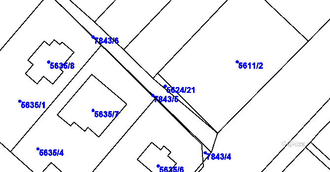 Parcela st. 5624/21 v KÚ Mělník, Katastrální mapa