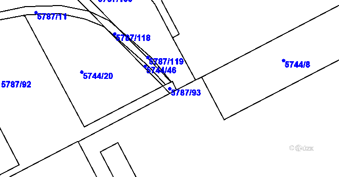 Parcela st. 5787/93 v KÚ Mělník, Katastrální mapa