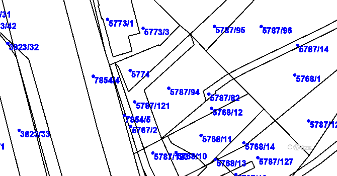 Parcela st. 5787/94 v KÚ Mělník, Katastrální mapa