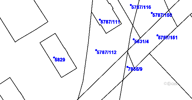 Parcela st. 5787/112 v KÚ Mělník, Katastrální mapa