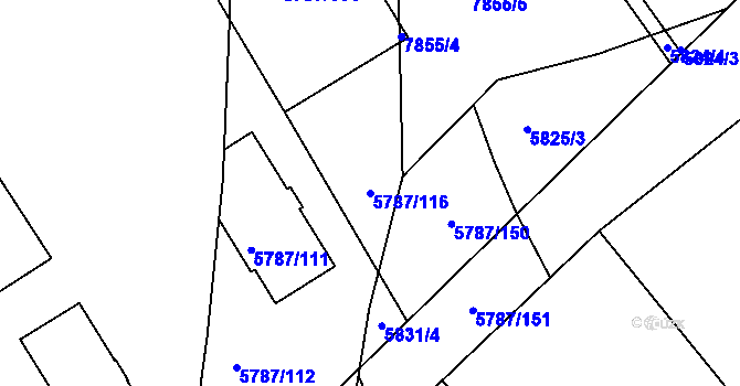 Parcela st. 5787/116 v KÚ Mělník, Katastrální mapa