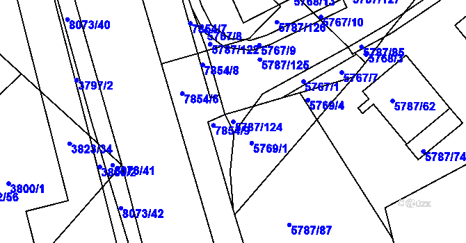 Parcela st. 5787/124 v KÚ Mělník, Katastrální mapa