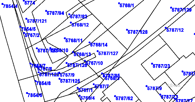 Parcela st. 5787/127 v KÚ Mělník, Katastrální mapa