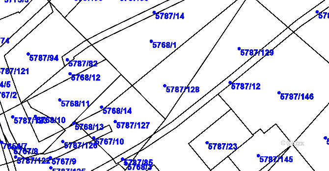 Parcela st. 5787/128 v KÚ Mělník, Katastrální mapa