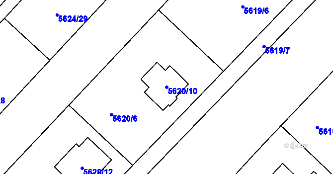 Parcela st. 5620/10 v KÚ Mělník, Katastrální mapa