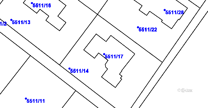 Parcela st. 5511/17 v KÚ Mělník, Katastrální mapa