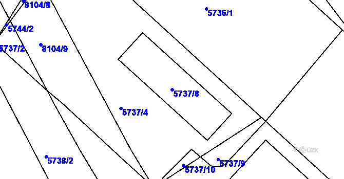 Parcela st. 5737/8 v KÚ Mělník, Katastrální mapa