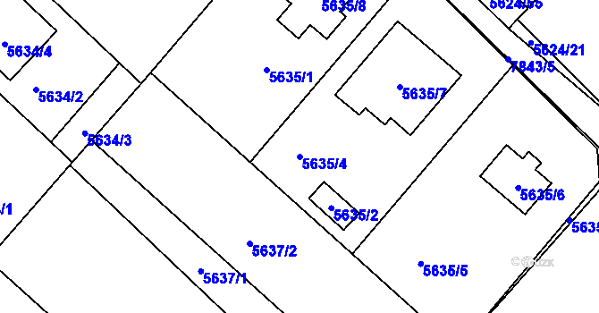 Parcela st. 5635/4 v KÚ Mělník, Katastrální mapa