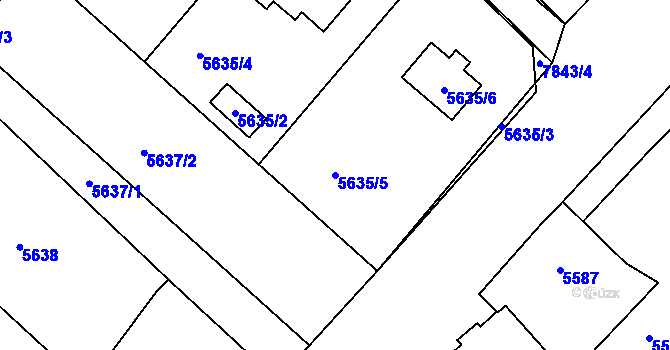 Parcela st. 5635/5 v KÚ Mělník, Katastrální mapa