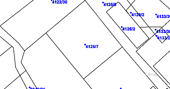Parcela st. 4125/7 v KÚ Mělník, Katastrální mapa