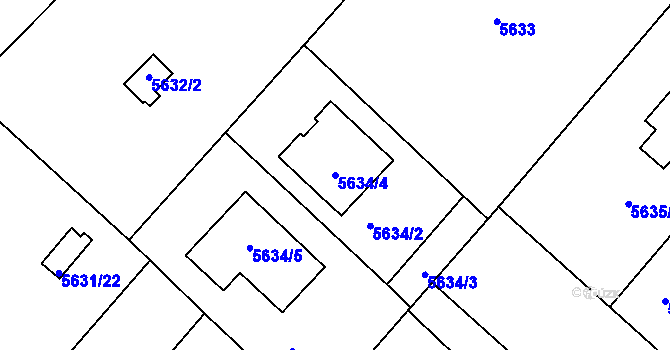 Parcela st. 5634/4 v KÚ Mělník, Katastrální mapa