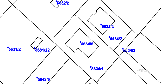 Parcela st. 5634/5 v KÚ Mělník, Katastrální mapa