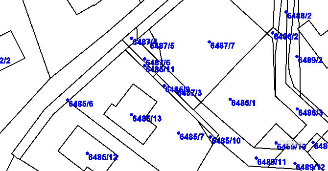 Parcela st. 6485/9 v KÚ Mělník, Katastrální mapa